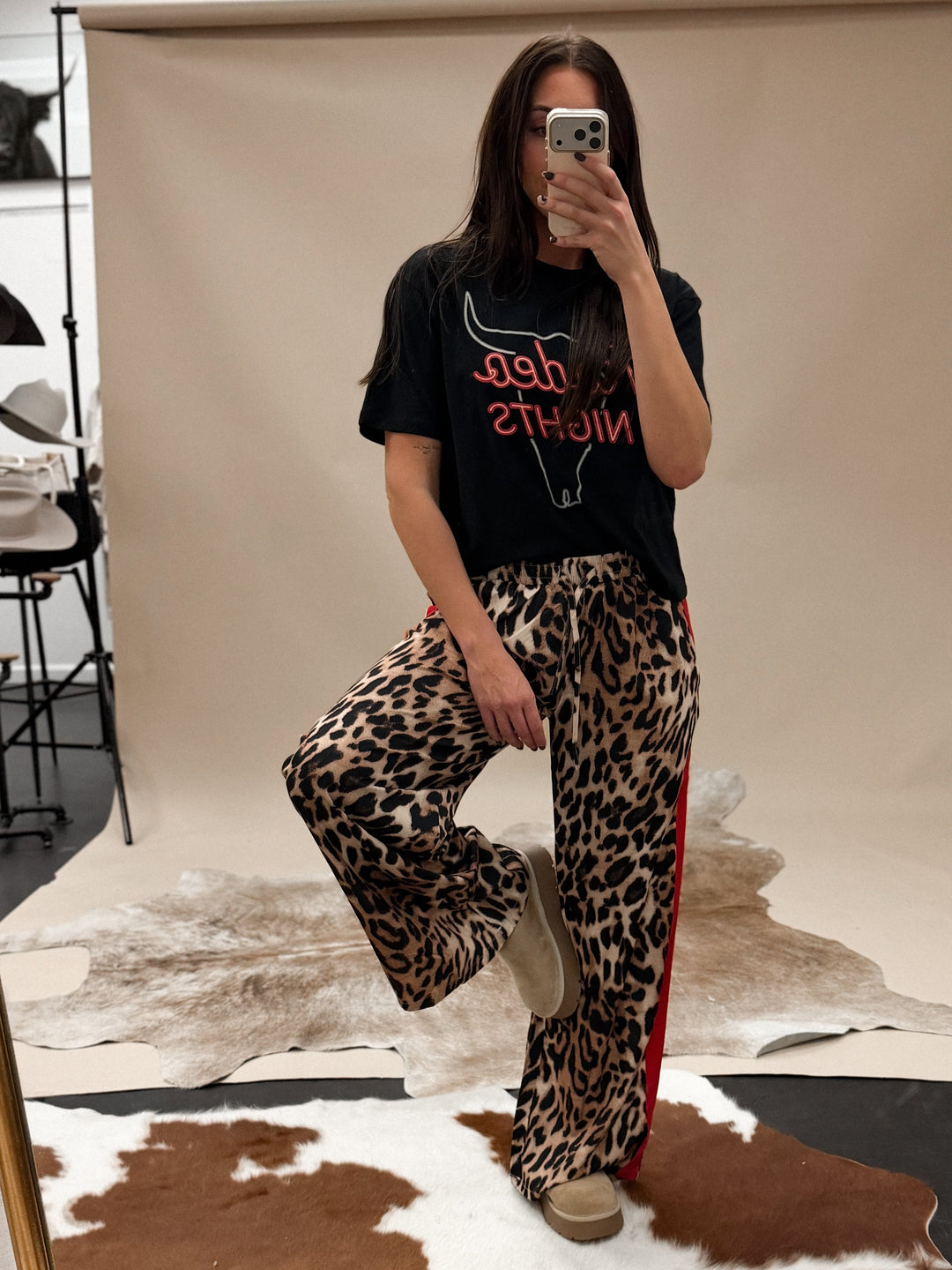 Leopard Wide Legs Pants