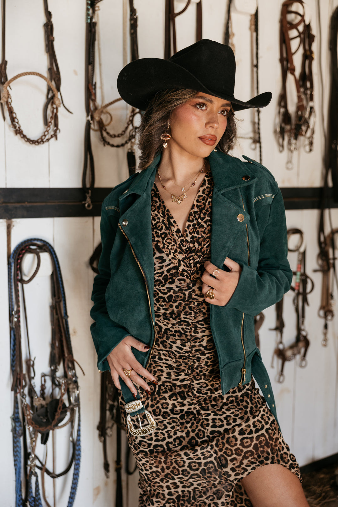 Ruched Leopard Mesh Dress