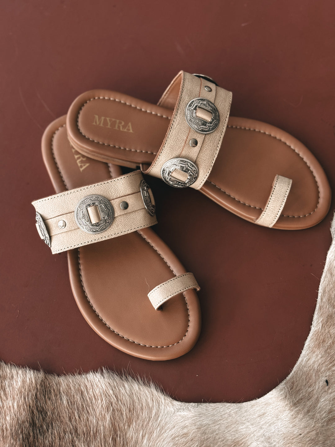 Natural Western Concho Sandals