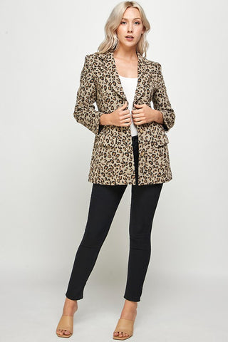 The Leopard Button Blazer