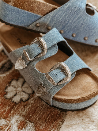 Buckle Bunny Platform Sandals (Denim)(FINAL SALE)