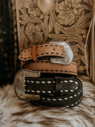 The Buck Stitched Leather Belt