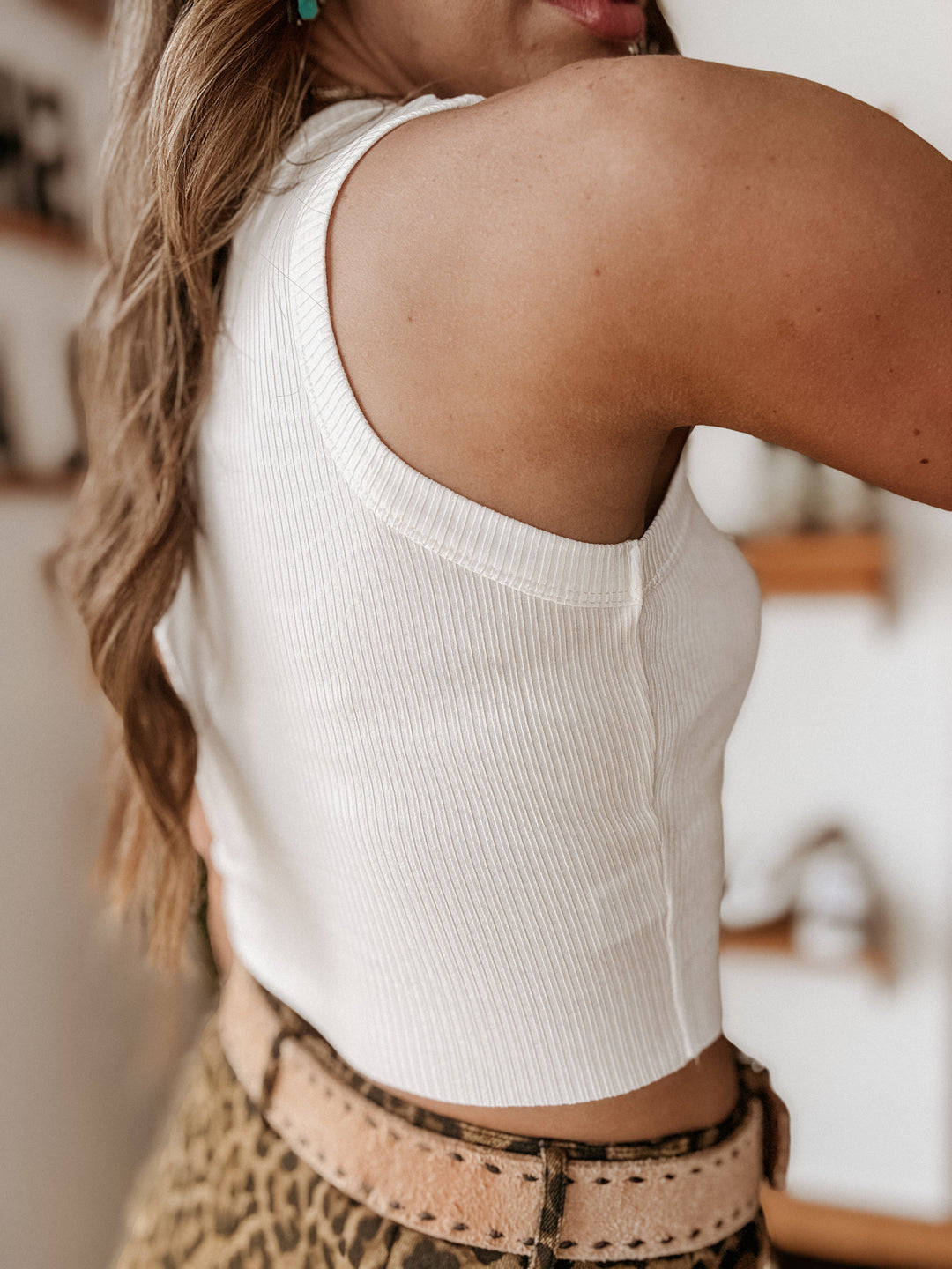 White Ribbed Muscle Tank