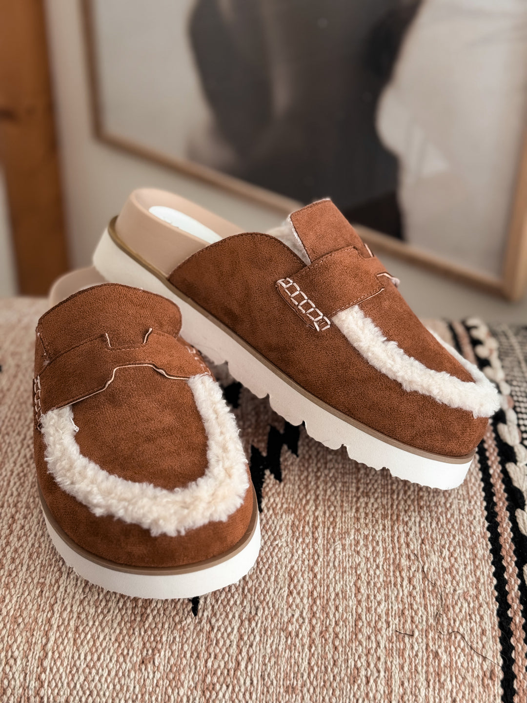 Avalon Camel Shearling Mule Slip-On