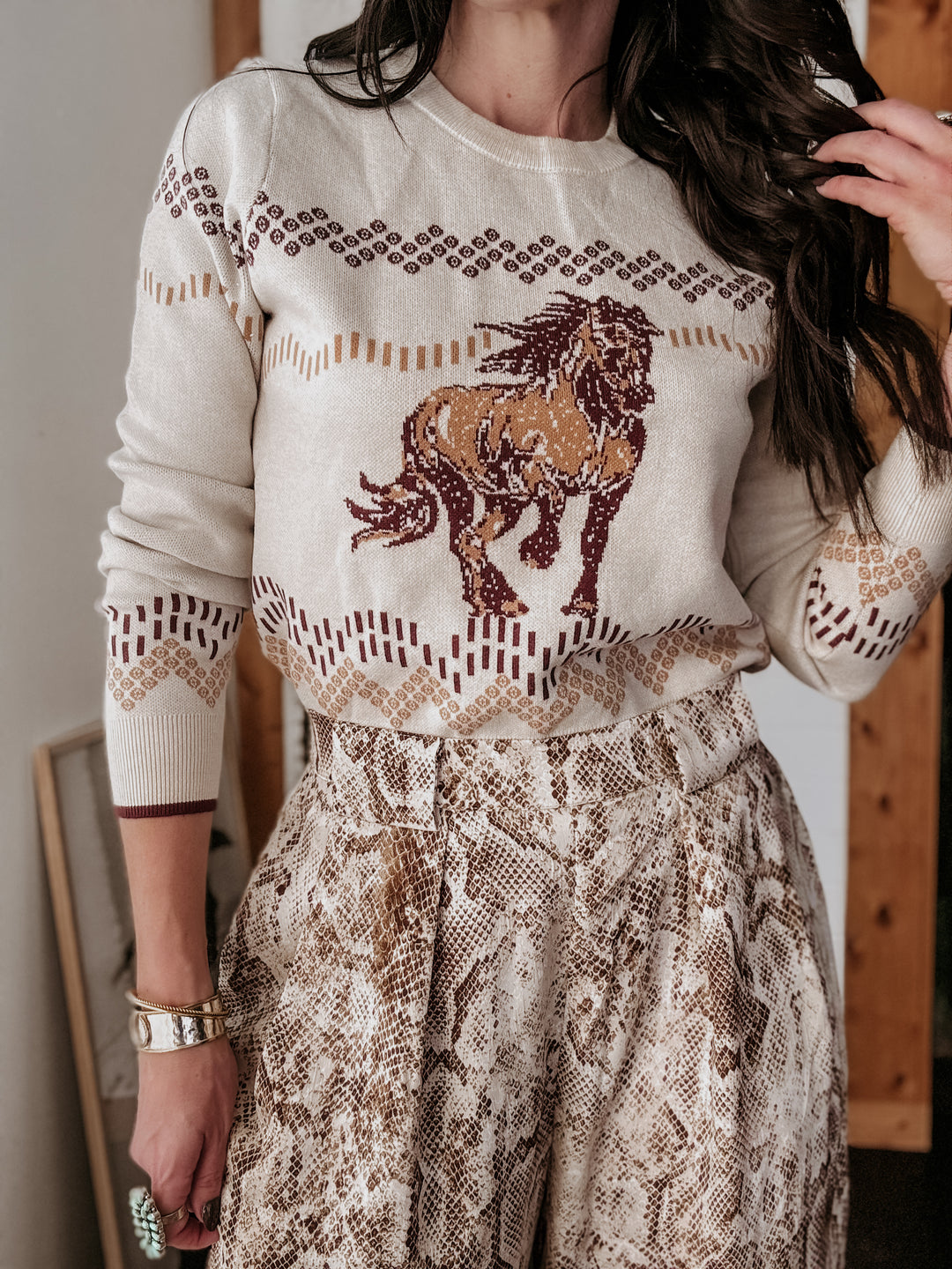 Horse Pattern Western Sweater