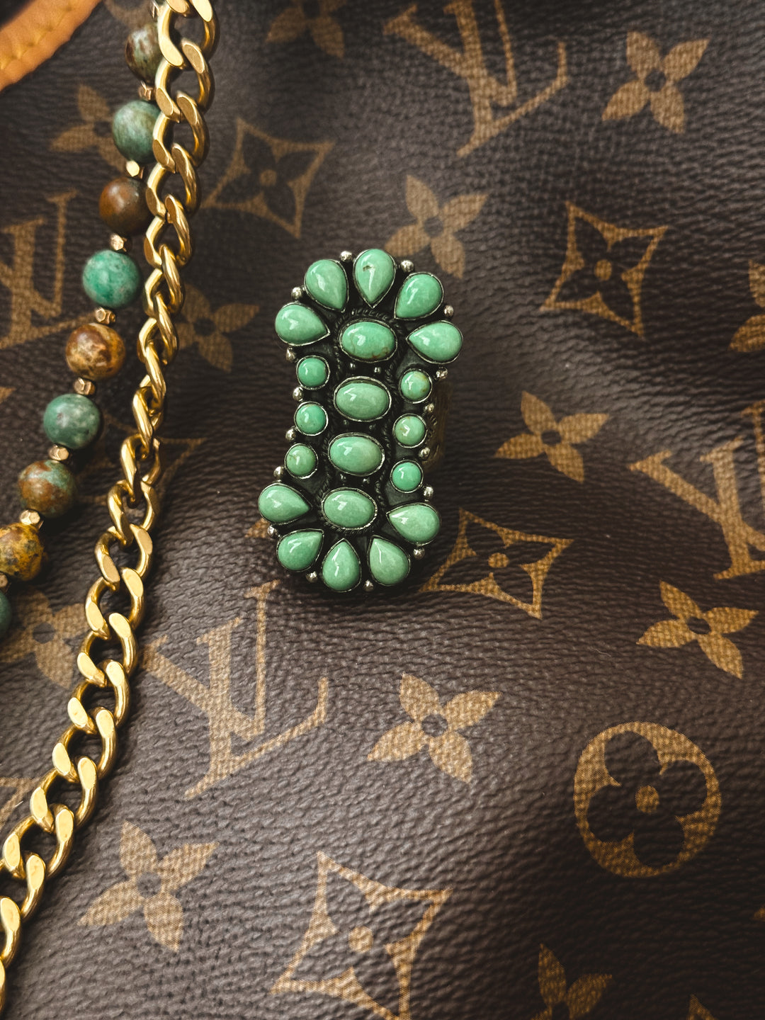 Genuine Turquoise Cluster Ring