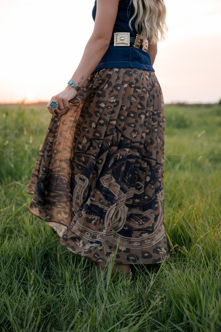 Leopard &amp; Horseshoe Maxi Skirt
