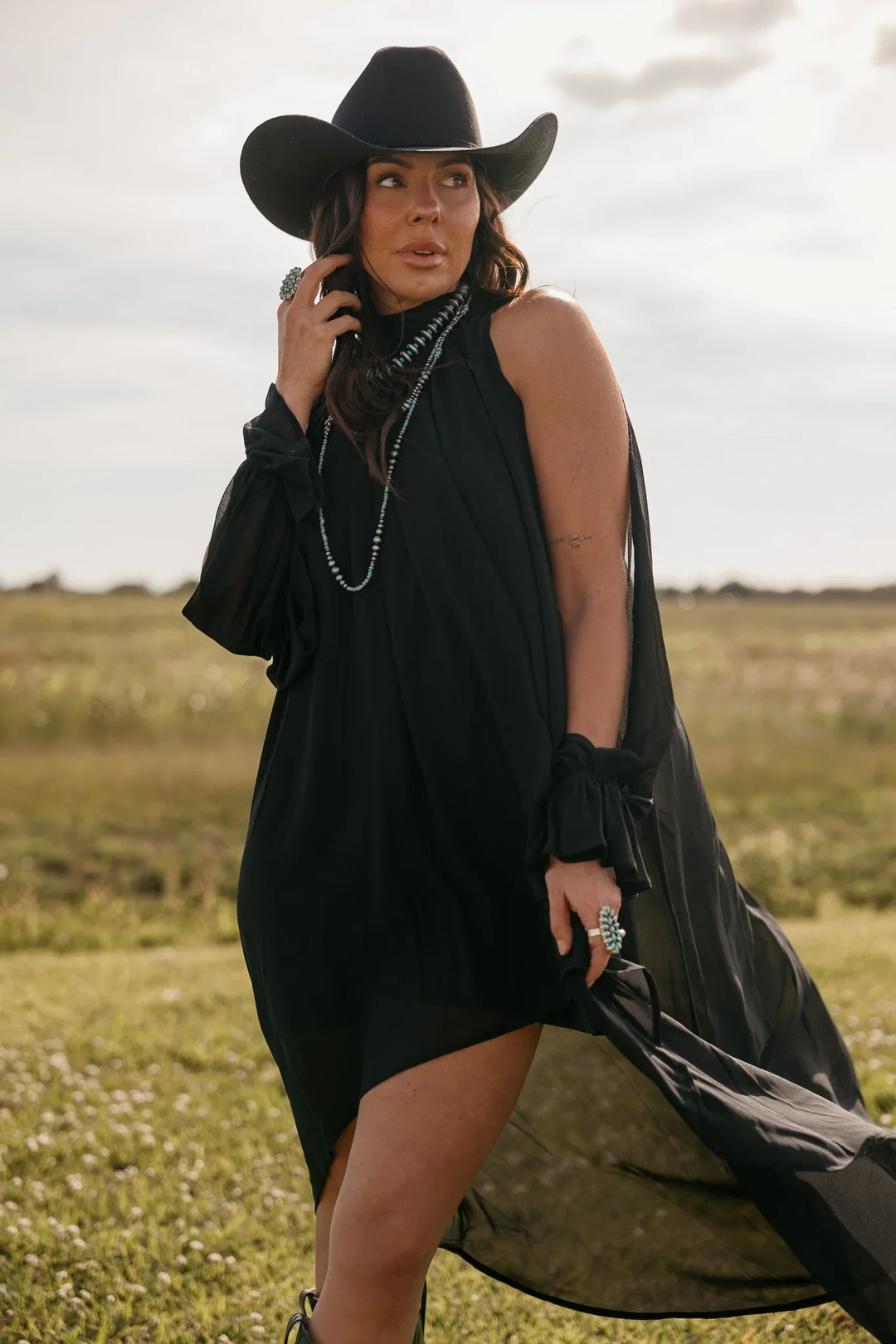 Black Halter Neck High Low Dress