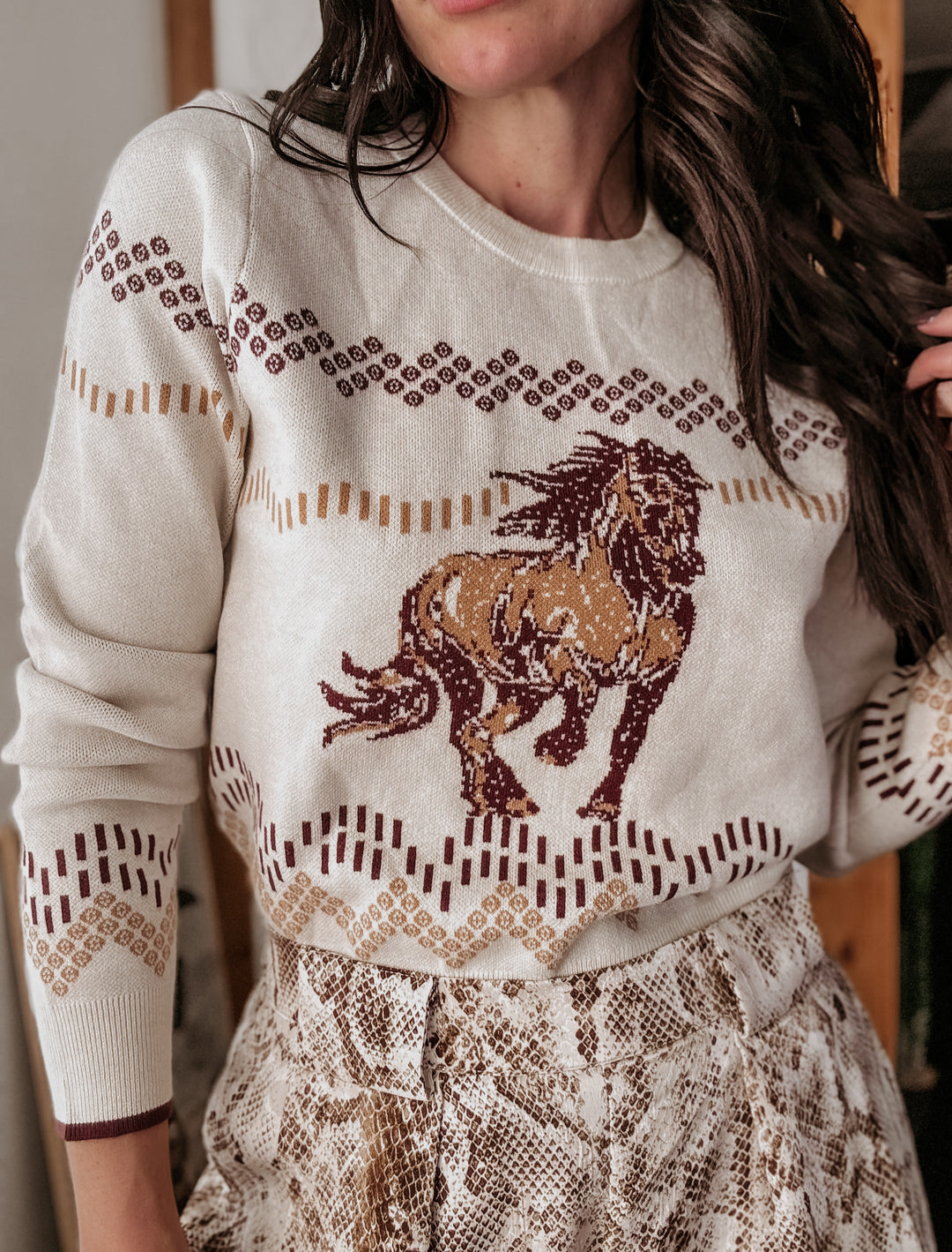 Horse Pattern Western Sweater