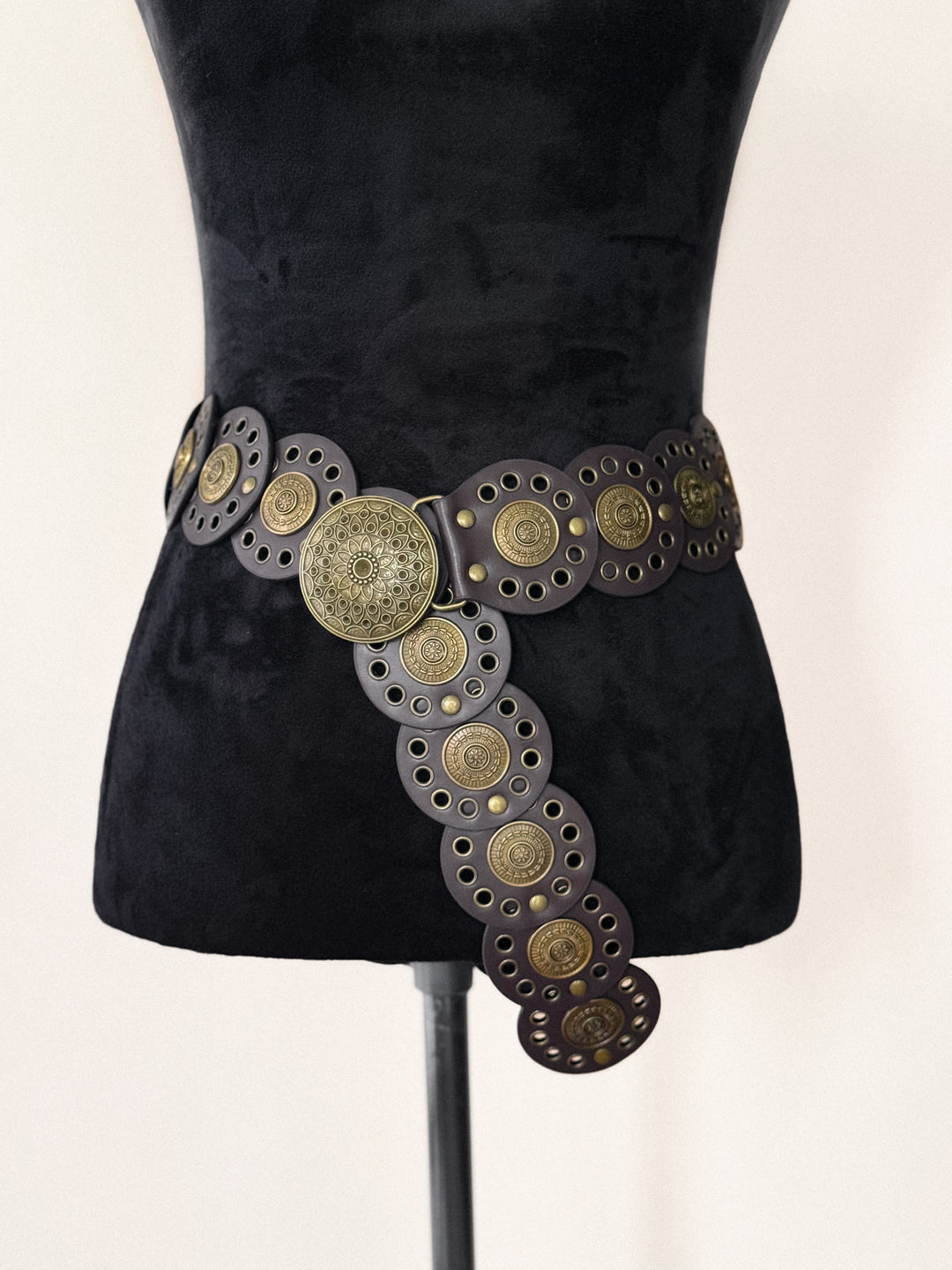 Vintage Medallion Panel Belt – Brown