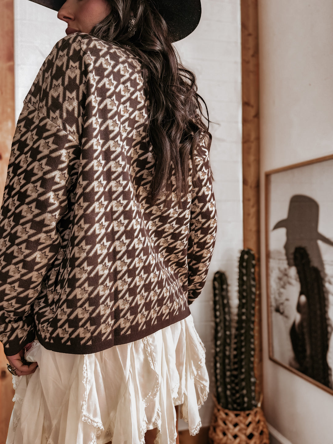 Horse Houndstooth Cardigan