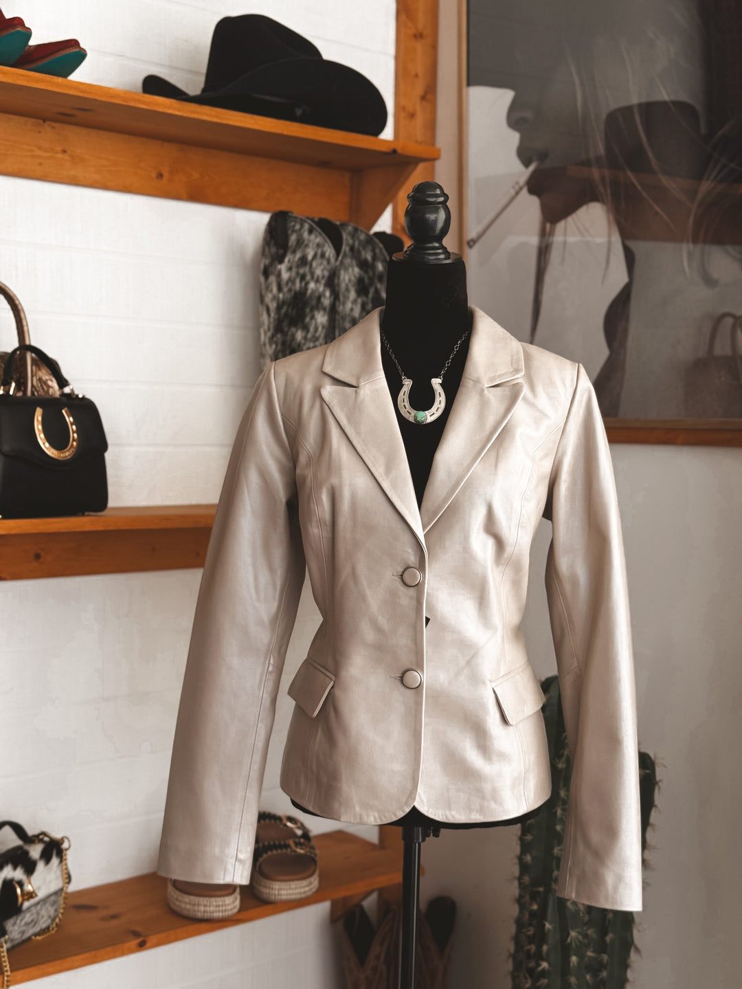 Morris Kaye Pearl Leather Blazer