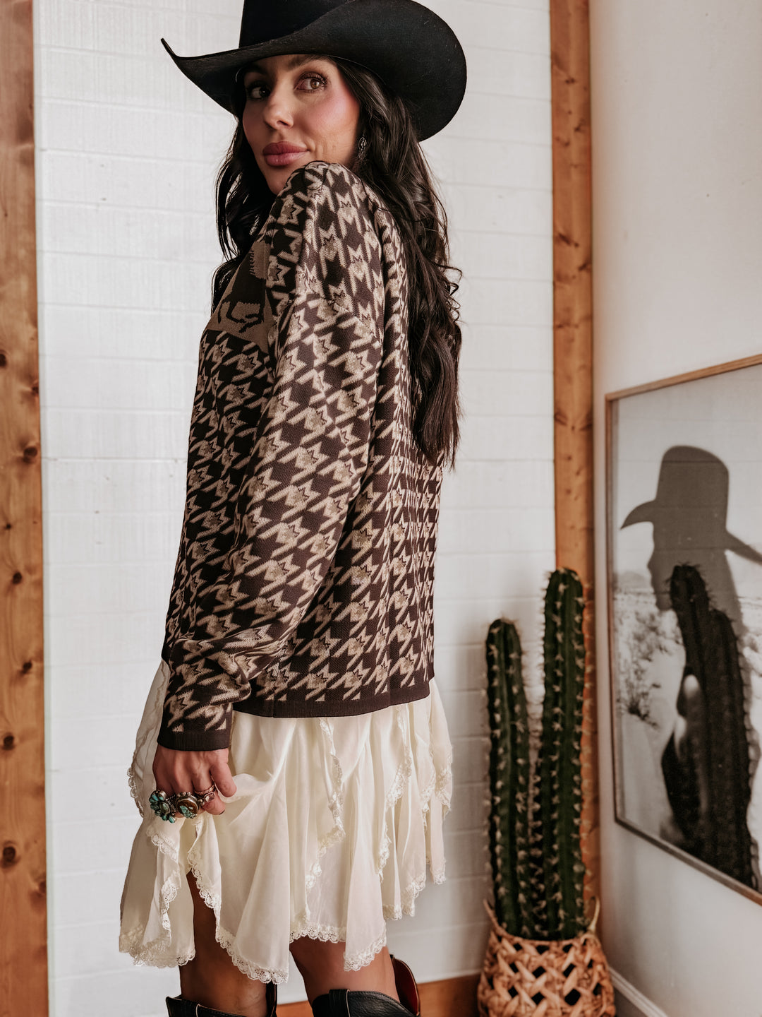 Horse Houndstooth Cardigan