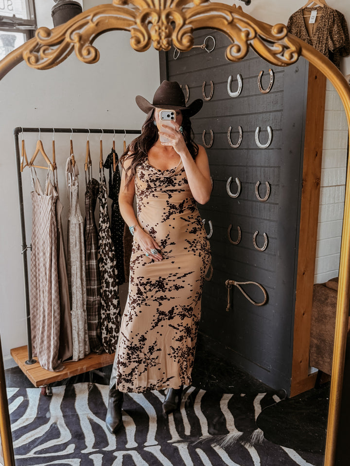 Canyon Bloom Cowl Neck Maxi Dress PRE ORDER 8/15