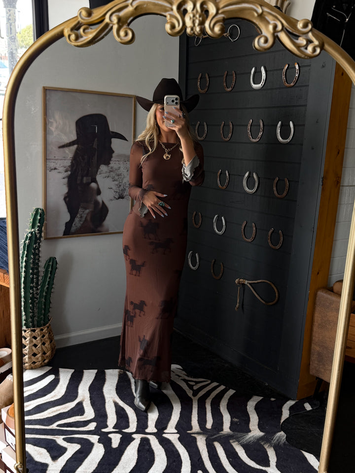 Equestrian Mesh Maxi Dress PRE ORDER 8/30