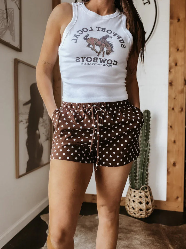 Brown Polka Dot Lounge Shorts
