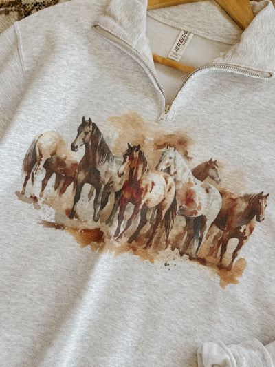 Roamin’ Horses 1/4 Zip Sweatshirt