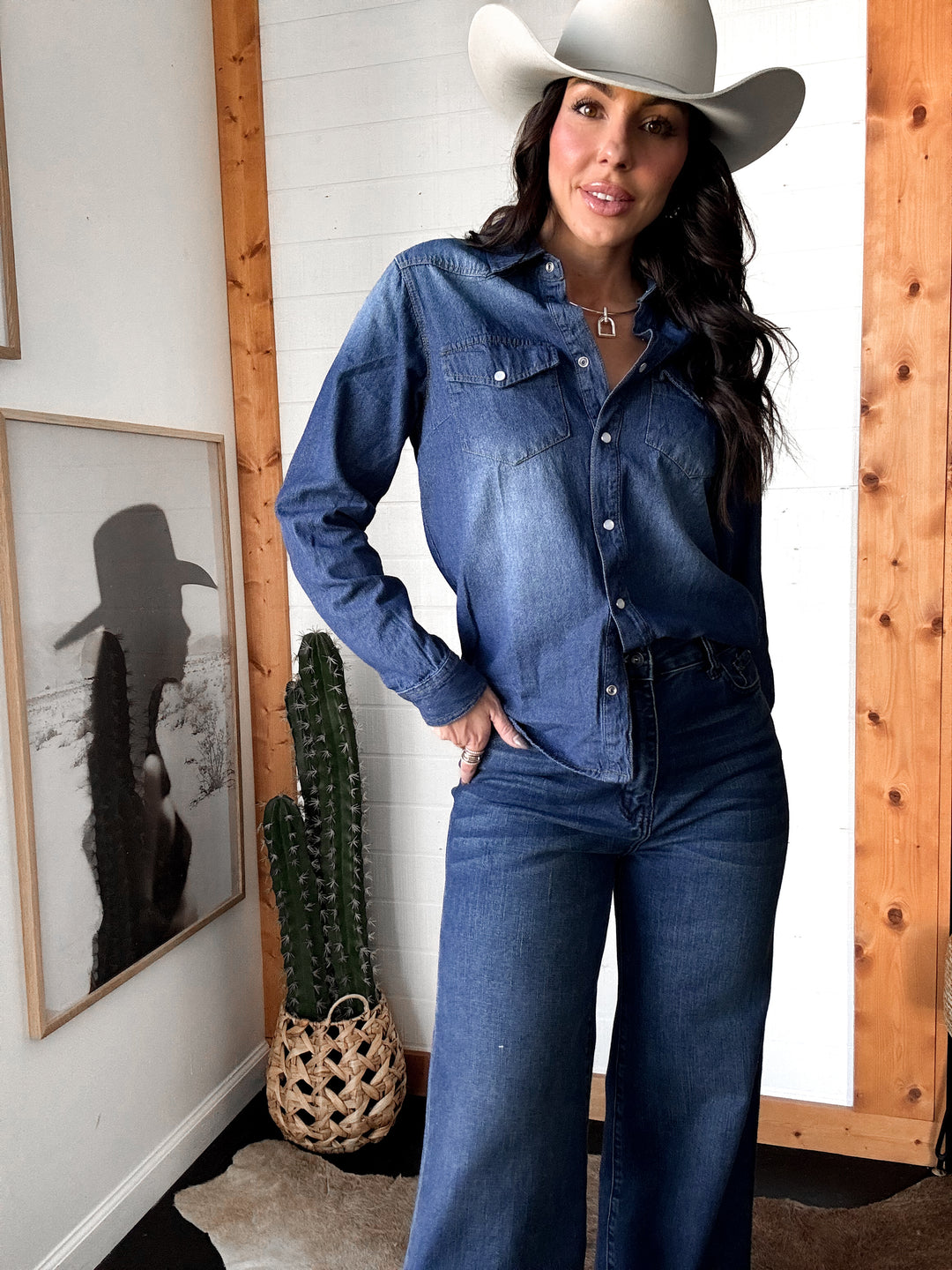 The Denim Pearl Snap – Dark Wash