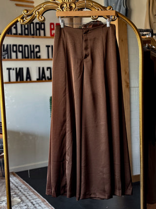 The Satin Palazzo Pants (BRWN)