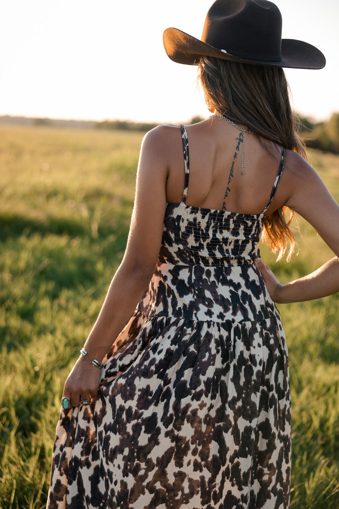 Cow Print Drop Waist Midi Dress PRE ORDER 8/31