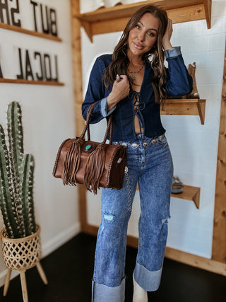 The Cuffed Cowgirl Wide Leg Jeans