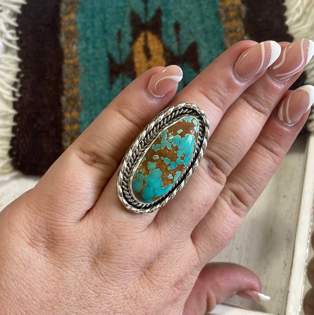 Navajo Turquoise Oval Ring (Size 6.5)