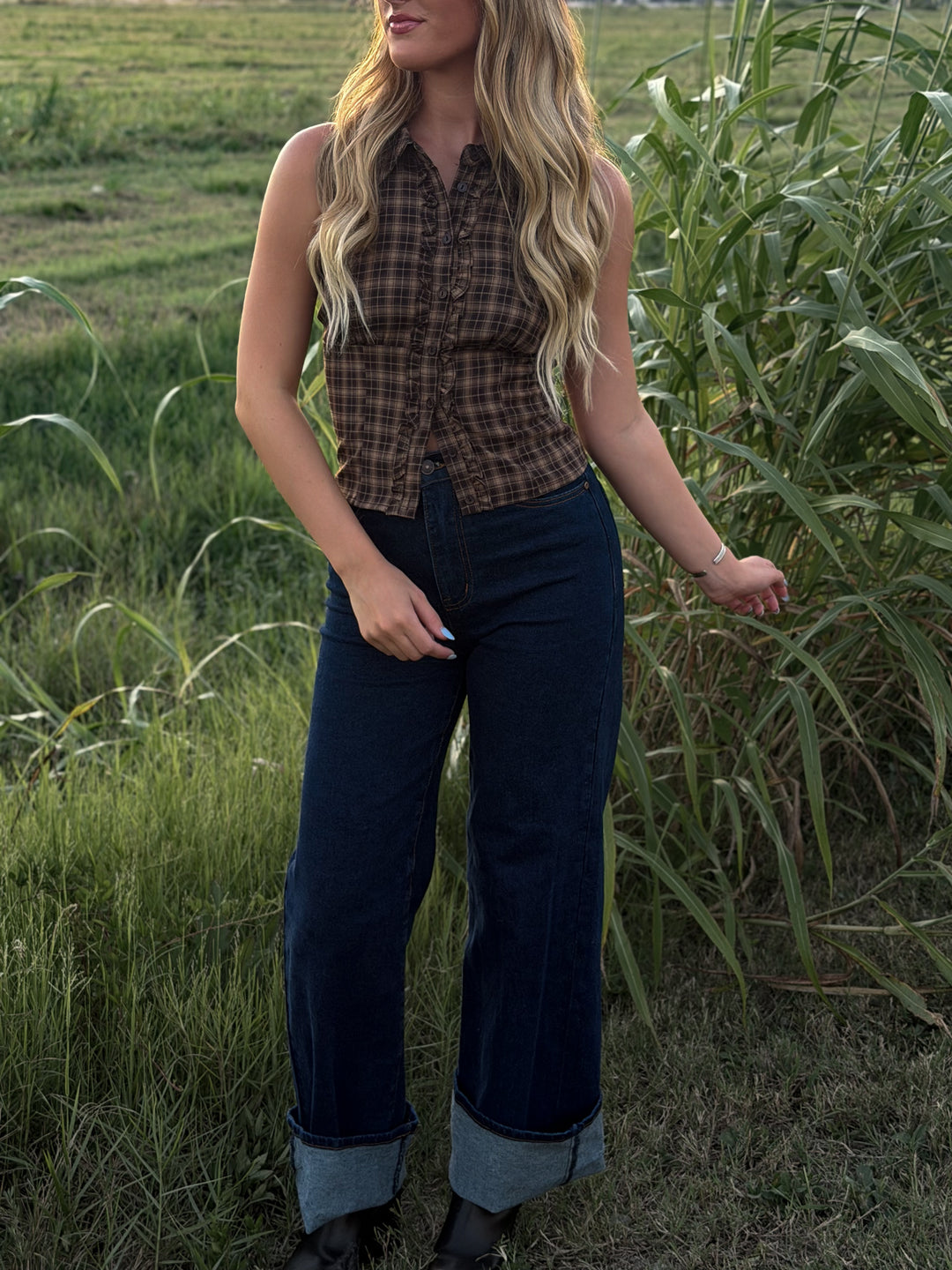 Prairie Plaid Halter Top