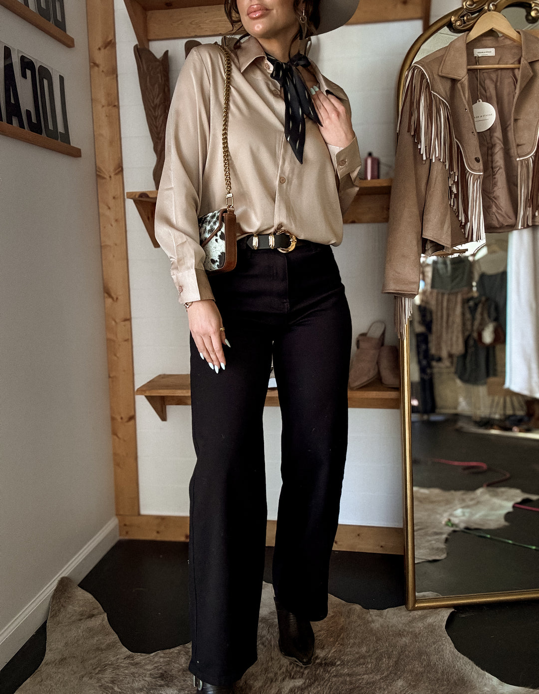 High-Rise Wide Leg Jeans – Black Stretch Denim