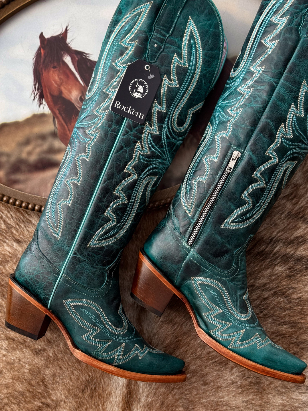 Rockem Allison Tall Turquoise Boots