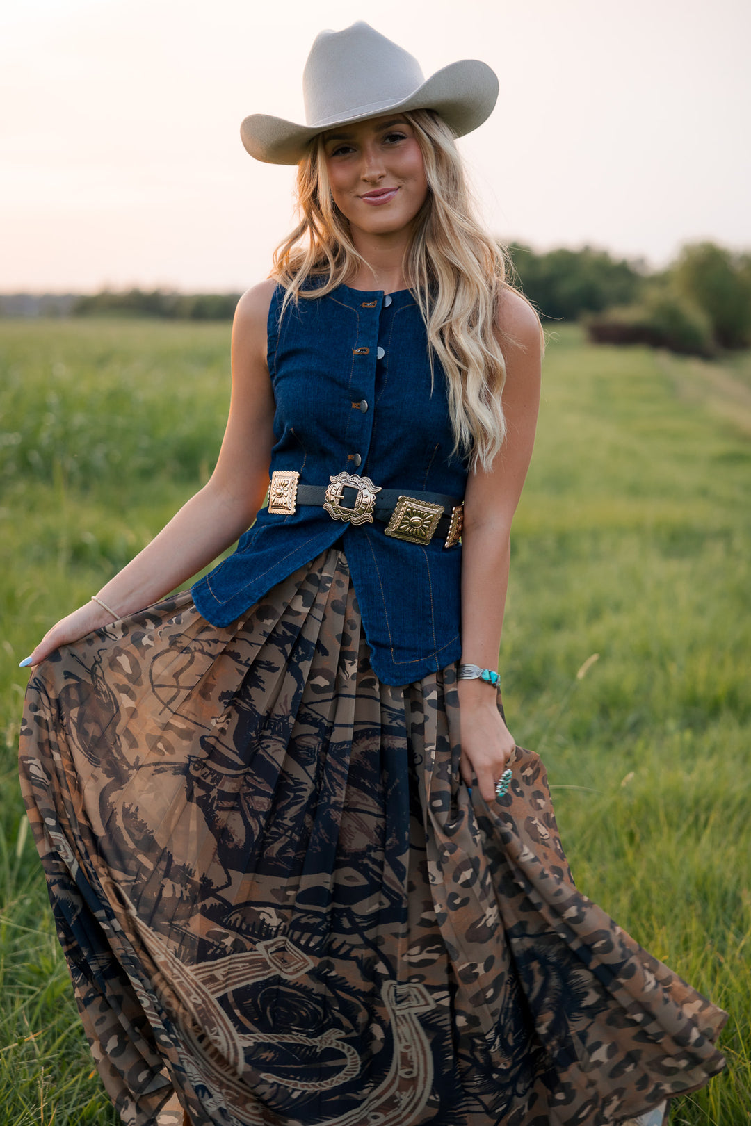 Dark Wash Split Hem Button Front Denim Vest