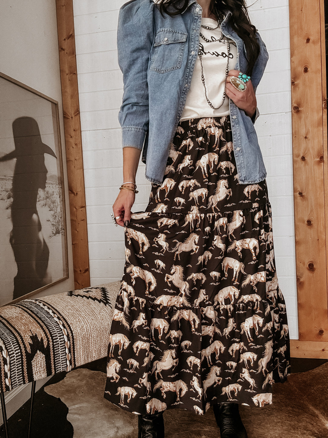 Fresh Horses Tiered Long Skirt