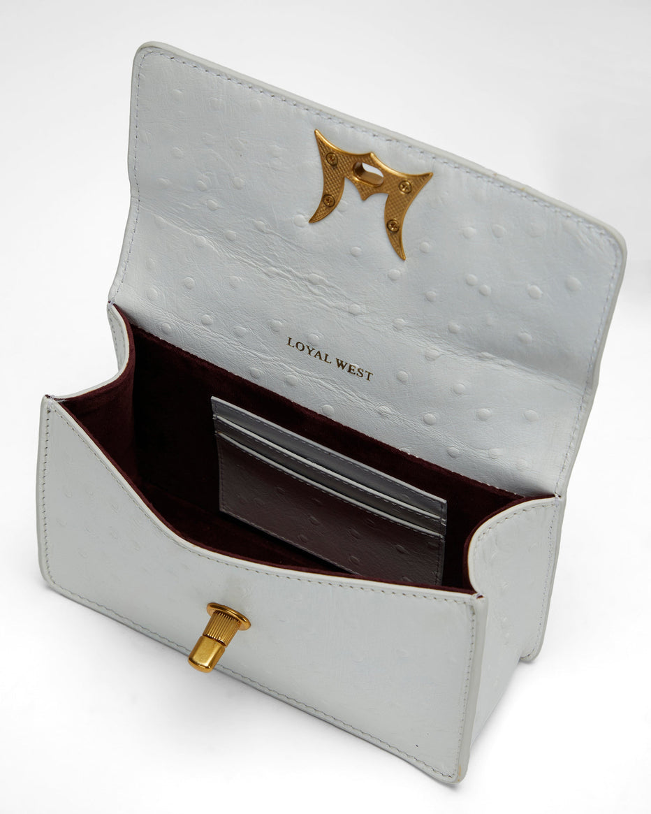 White Valencia Ostrich Leather Bag