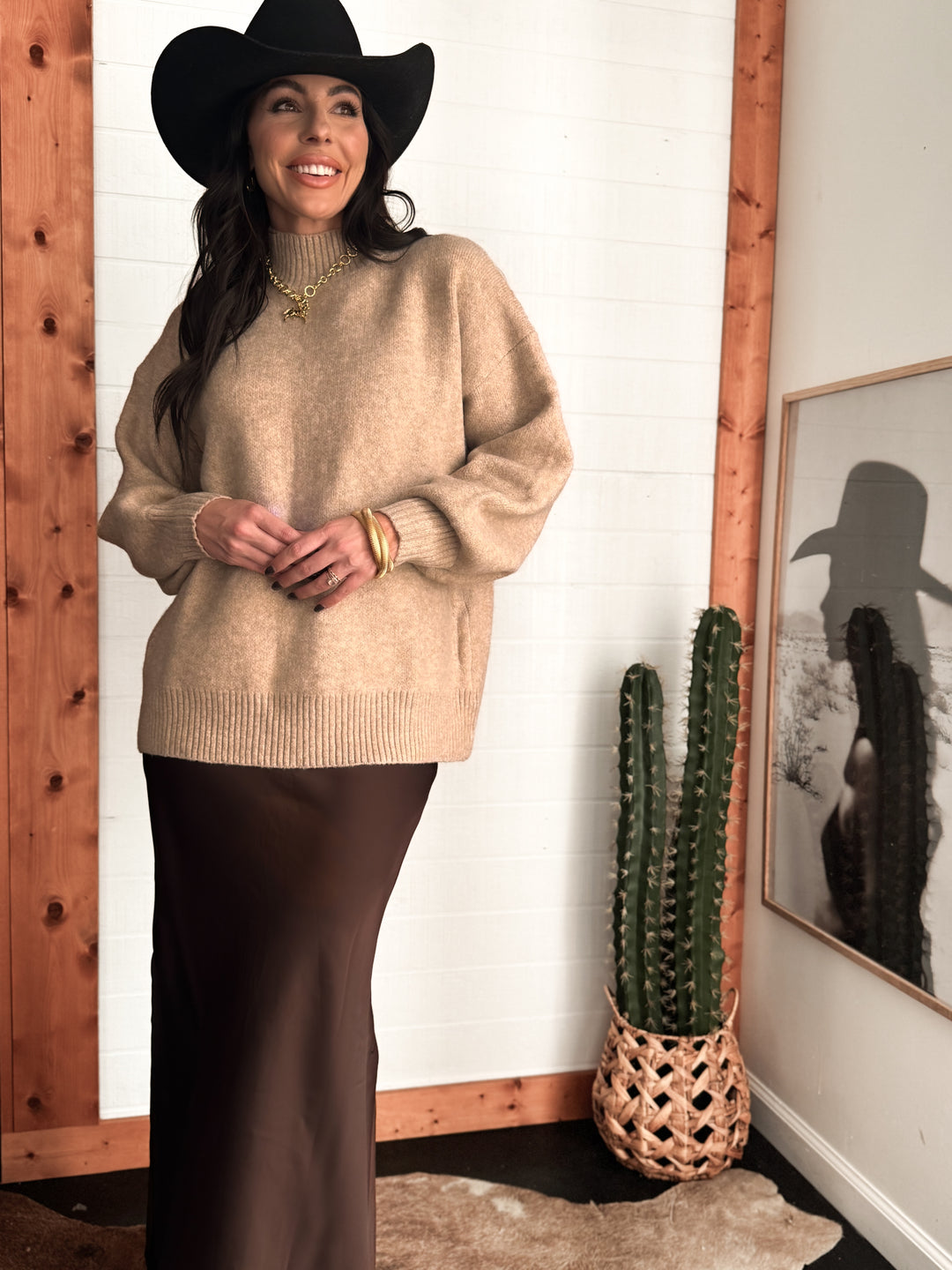 Mock Neck Sweater - Mocha