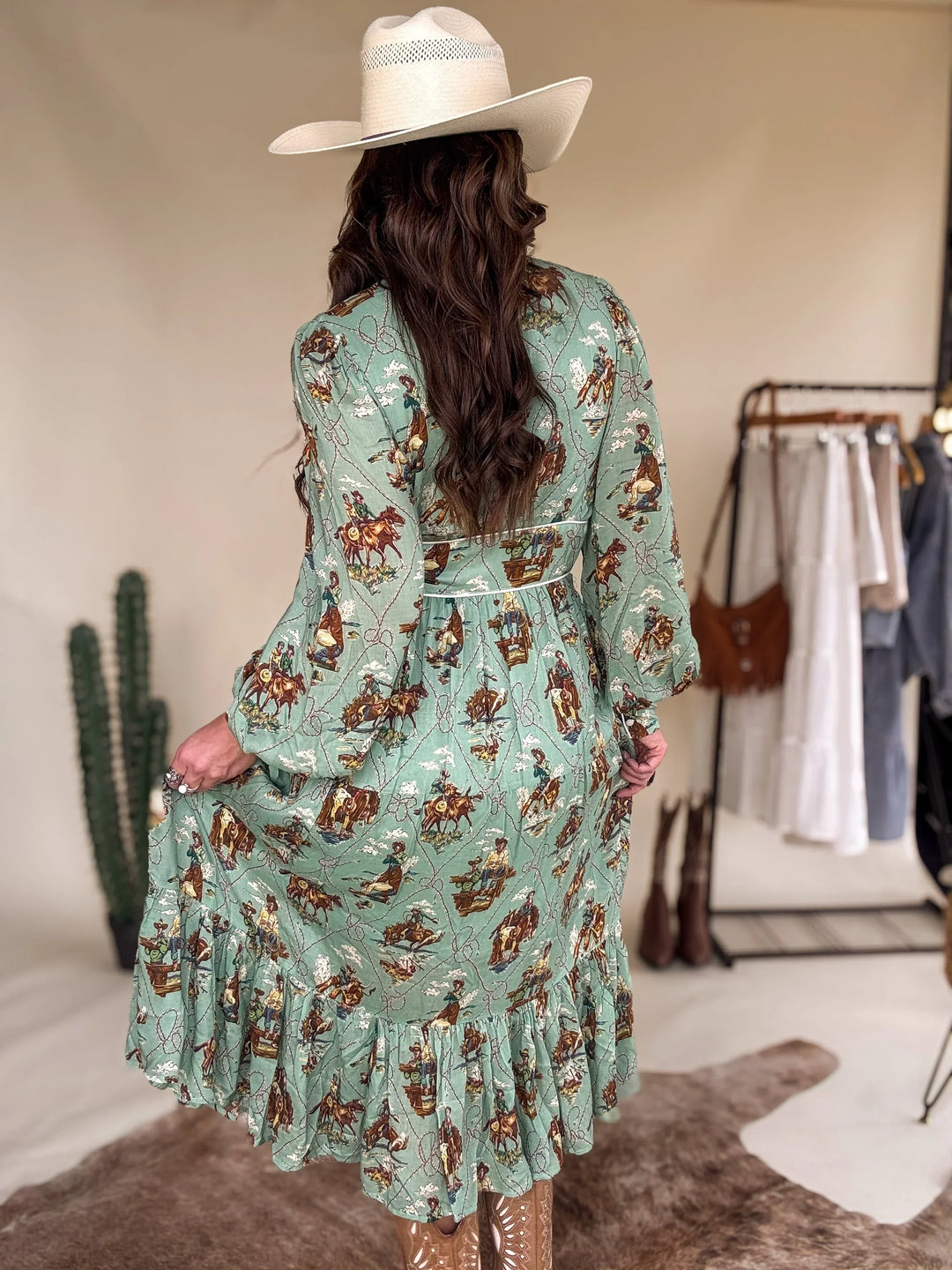 Rustlers & Romance Dress | A.R. Mitchell Western Print
