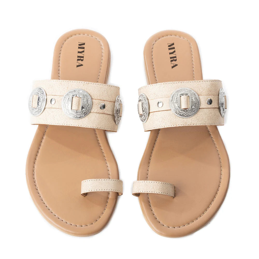 Natural Western Concho Sandals