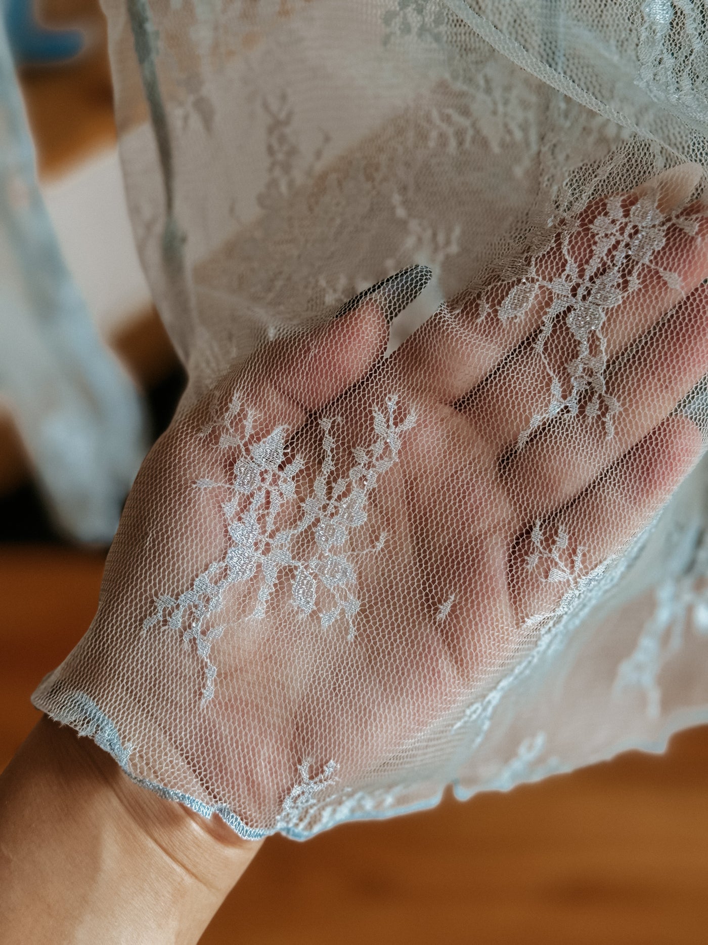 The Floral Lace Mesh Top (Baby Blue)