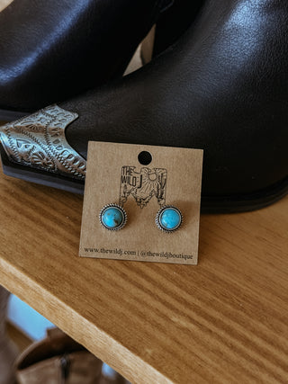 Mini Round Earrings (Turquoise)