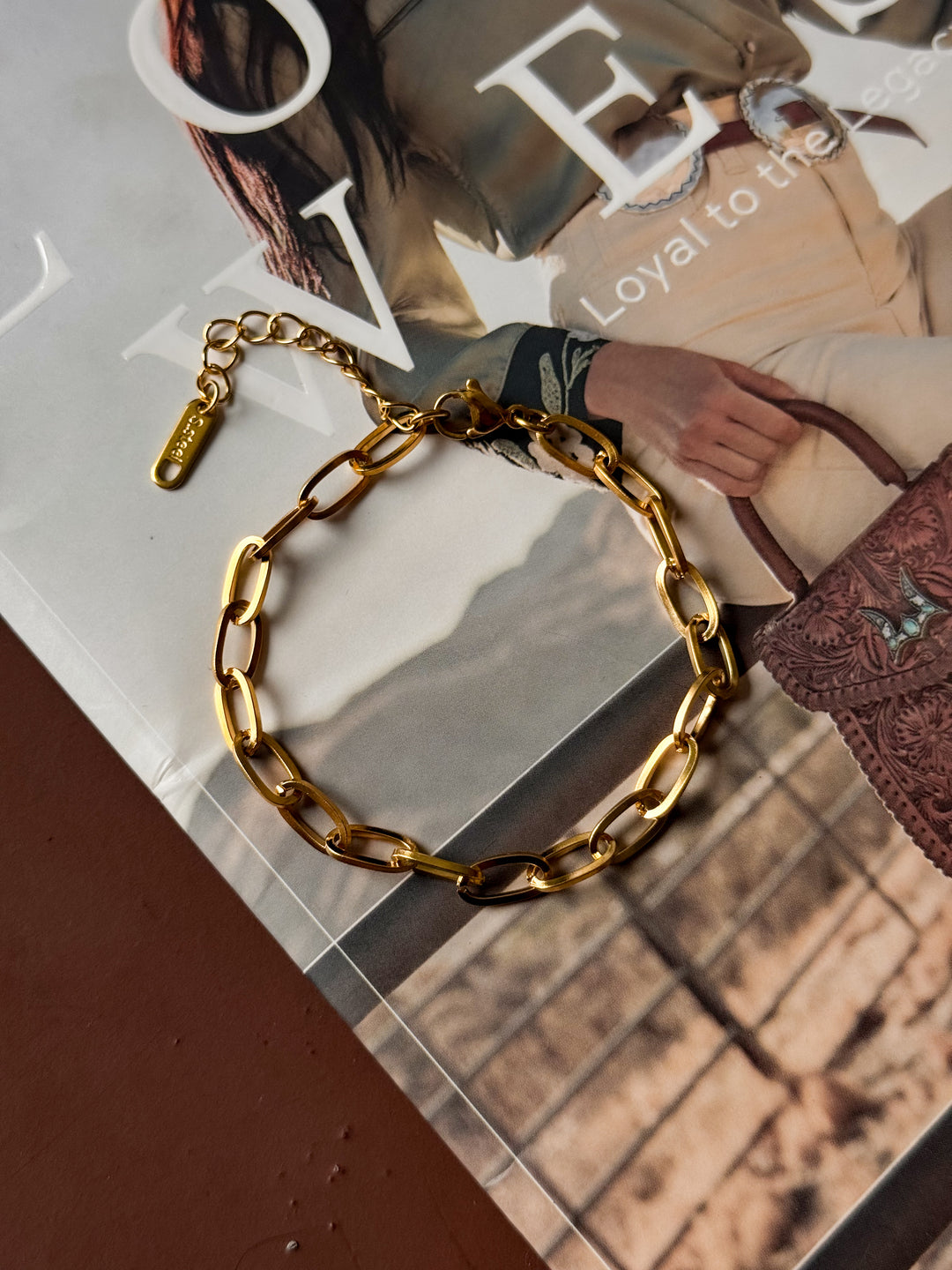 Gold Paper Clip Chain Bracelet - Stainless Steel