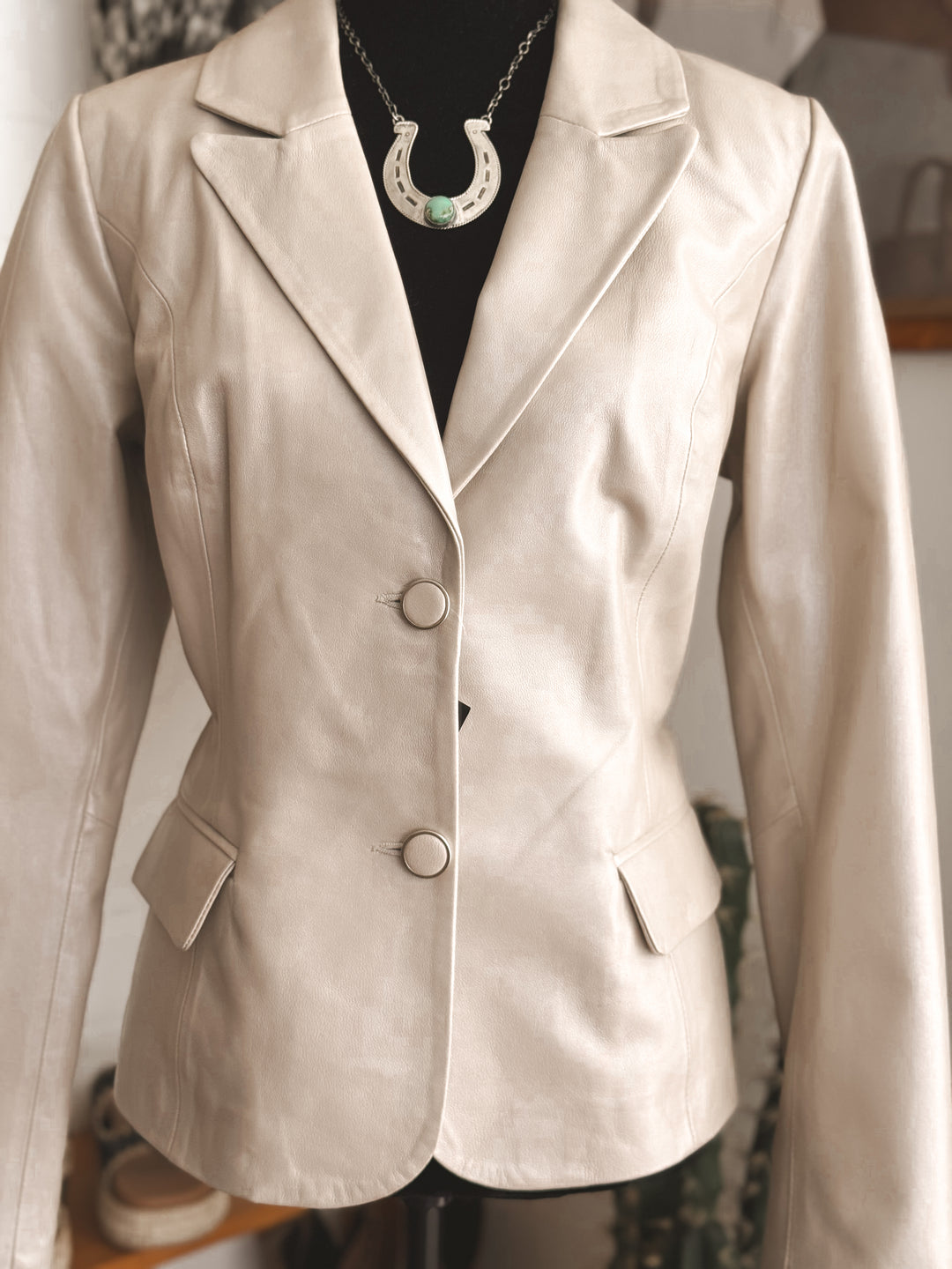 Morris Kaye Pearl Leather Blazer