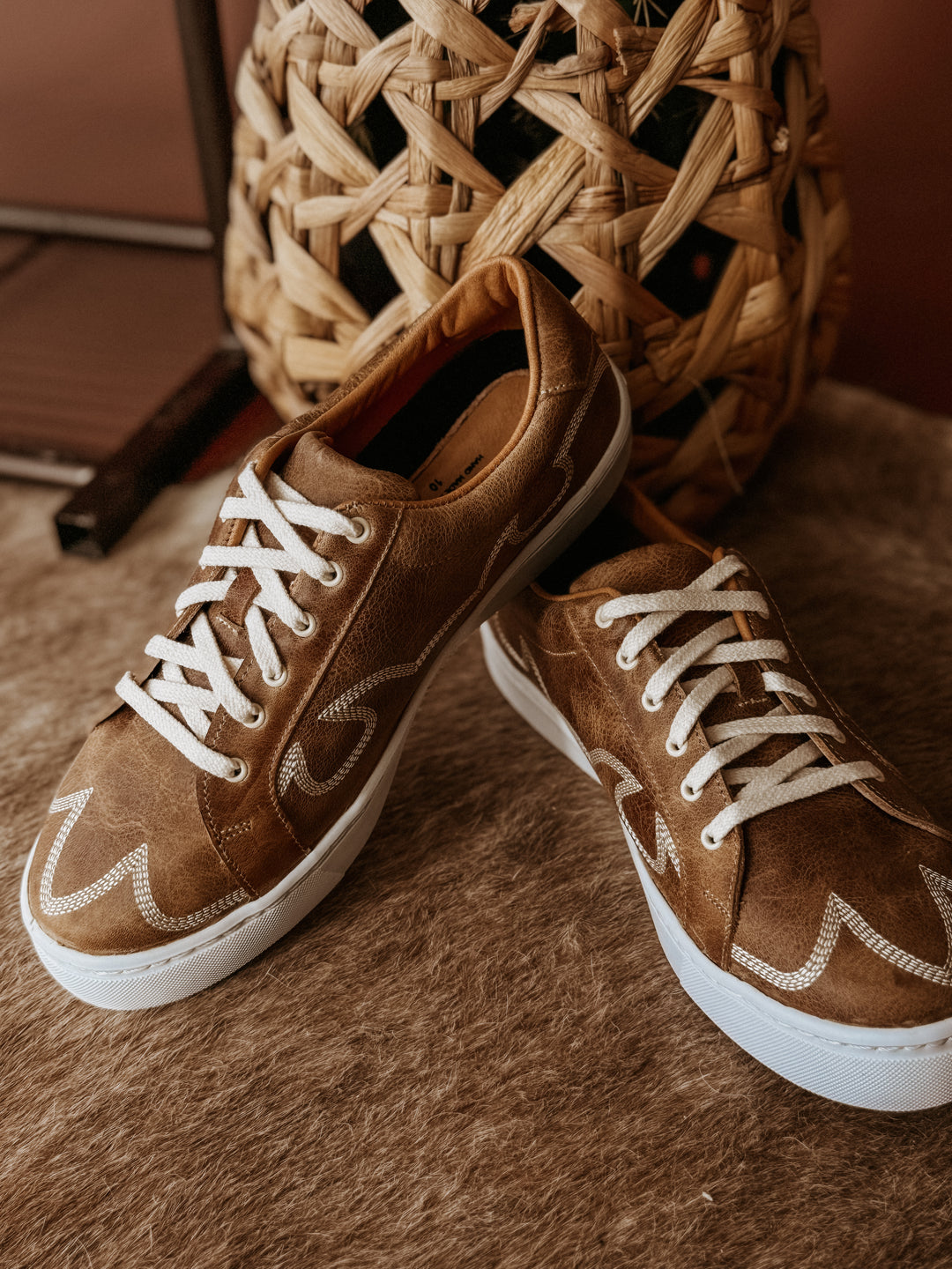 Skye Western Leather Tennis Shoes- Tan
