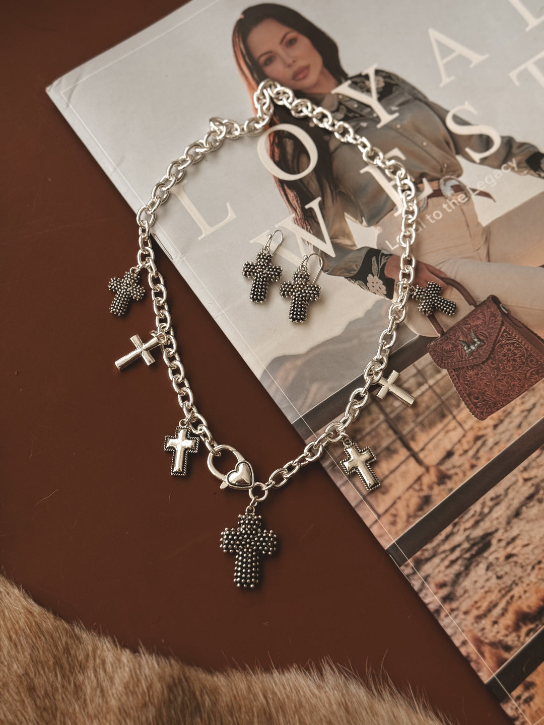 Tailored Cross Charm Necklace Set