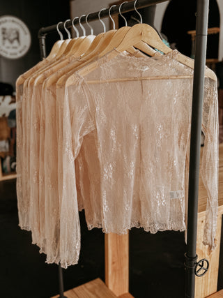 The Floral Lace Mesh Top (Peachy NUDE)