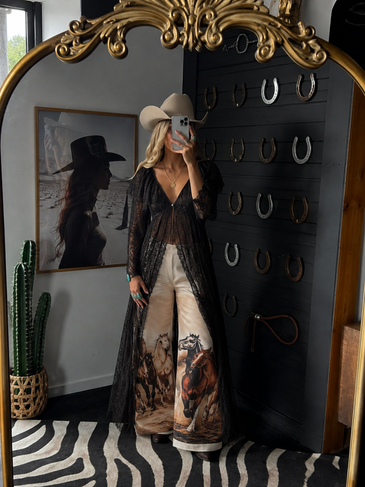 Black Lace Duster Top