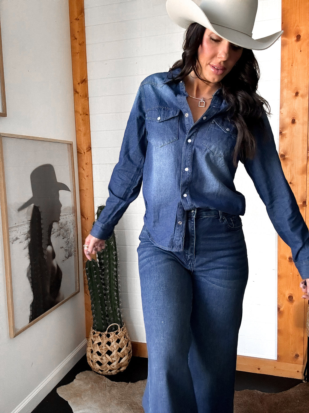 The Denim Pearl Snap – Dark Wash