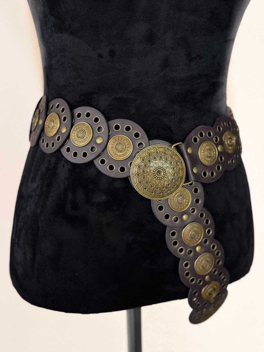 Vintage Medallion Panel Belt – Brown
