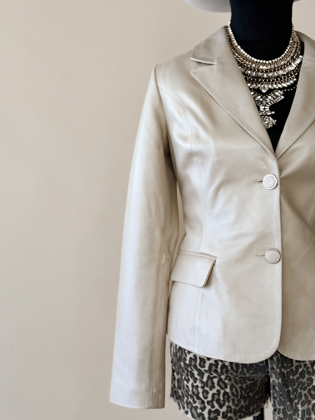 Morris Kaye Pearl Leather Blazer