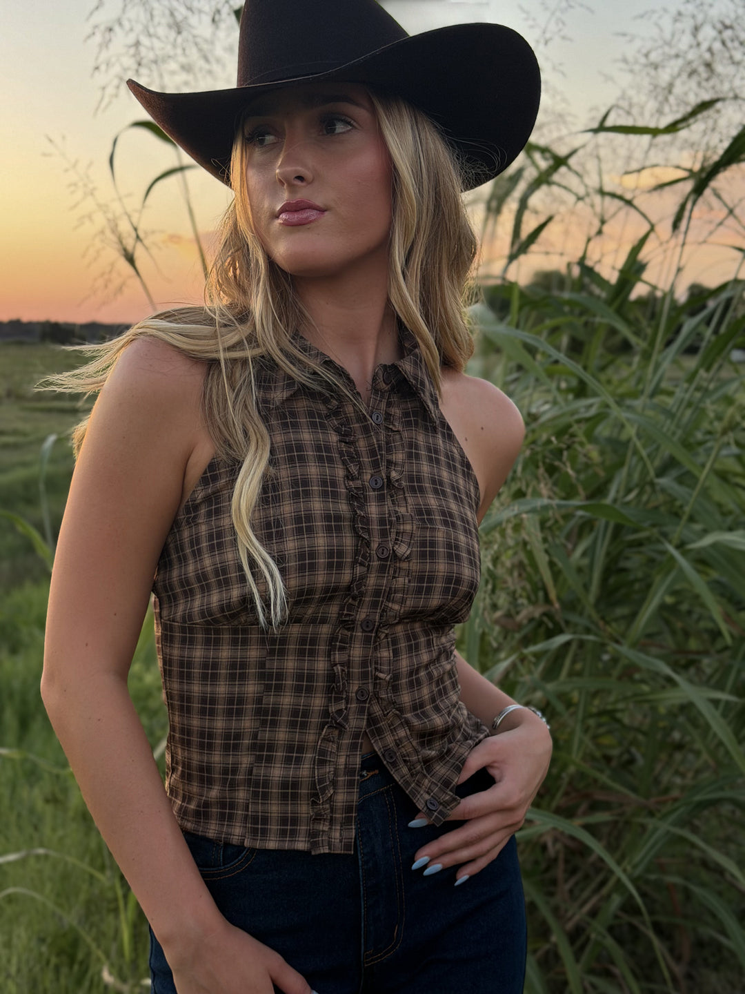 Prairie Plaid Halter Top