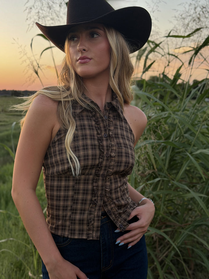 Prairie Plaid Halter Top