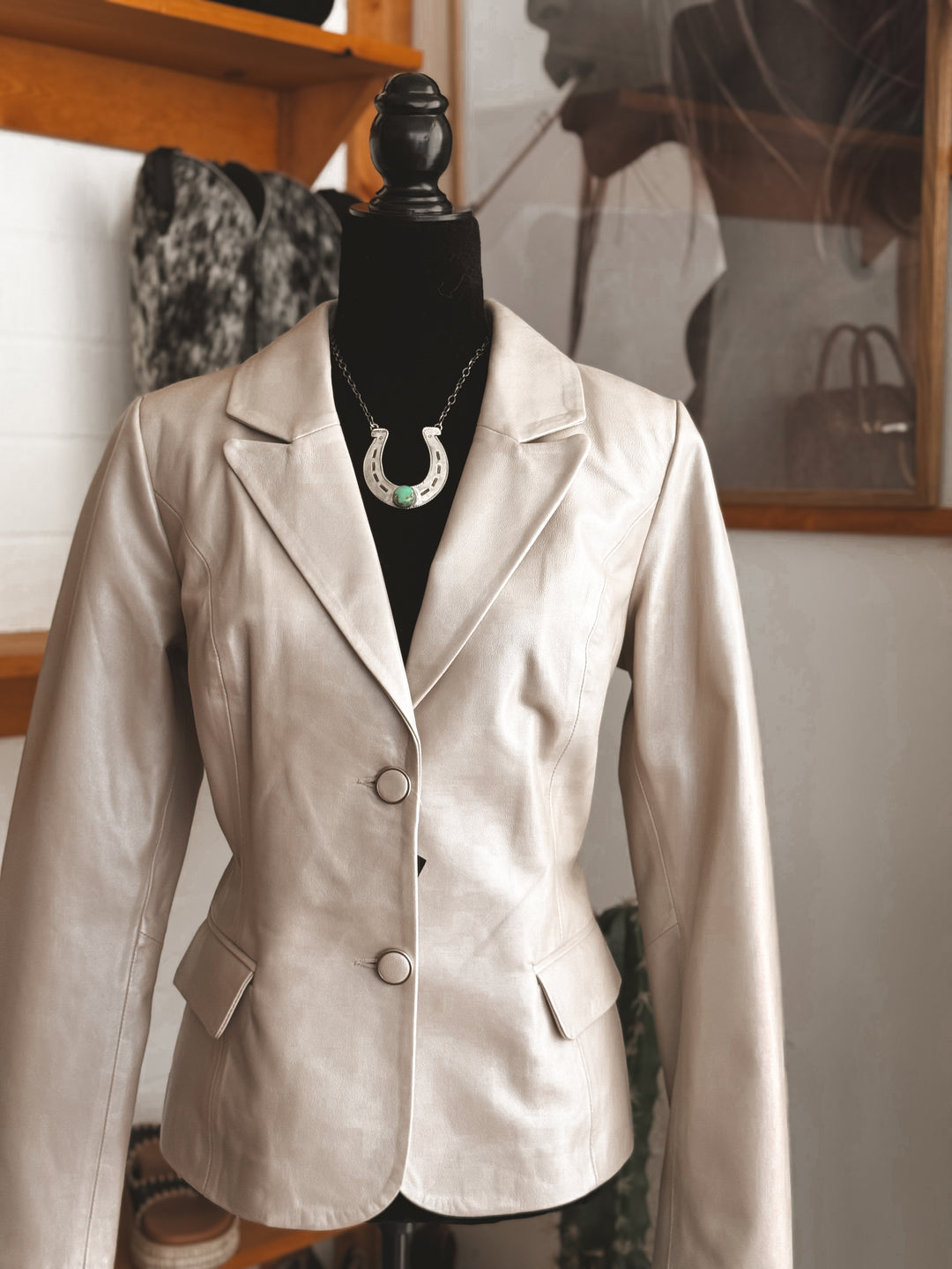 Morris Kaye Pearl Leather Blazer