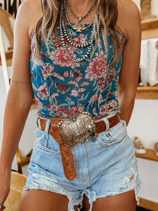 The Wild Flower Corset Top (Turquoise)(FINAL SALE)